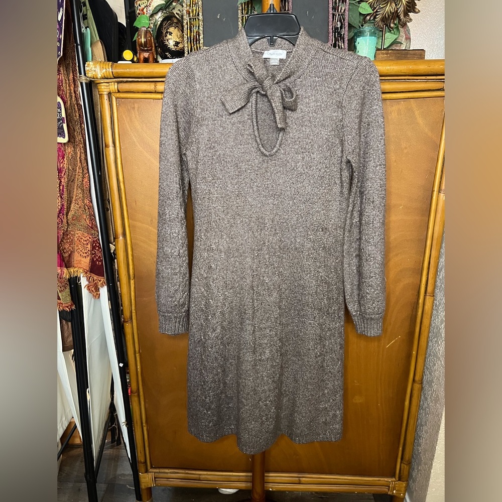 Calvin Klein Brown Long Sleeve Sweater Dress Size Medium